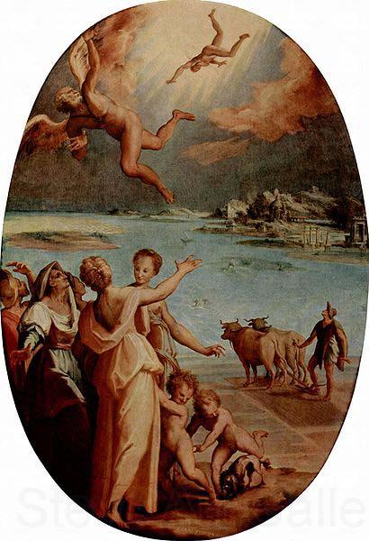 Maso da San Friano Der Sturz des Ikarus, Oval Spain oil painting art